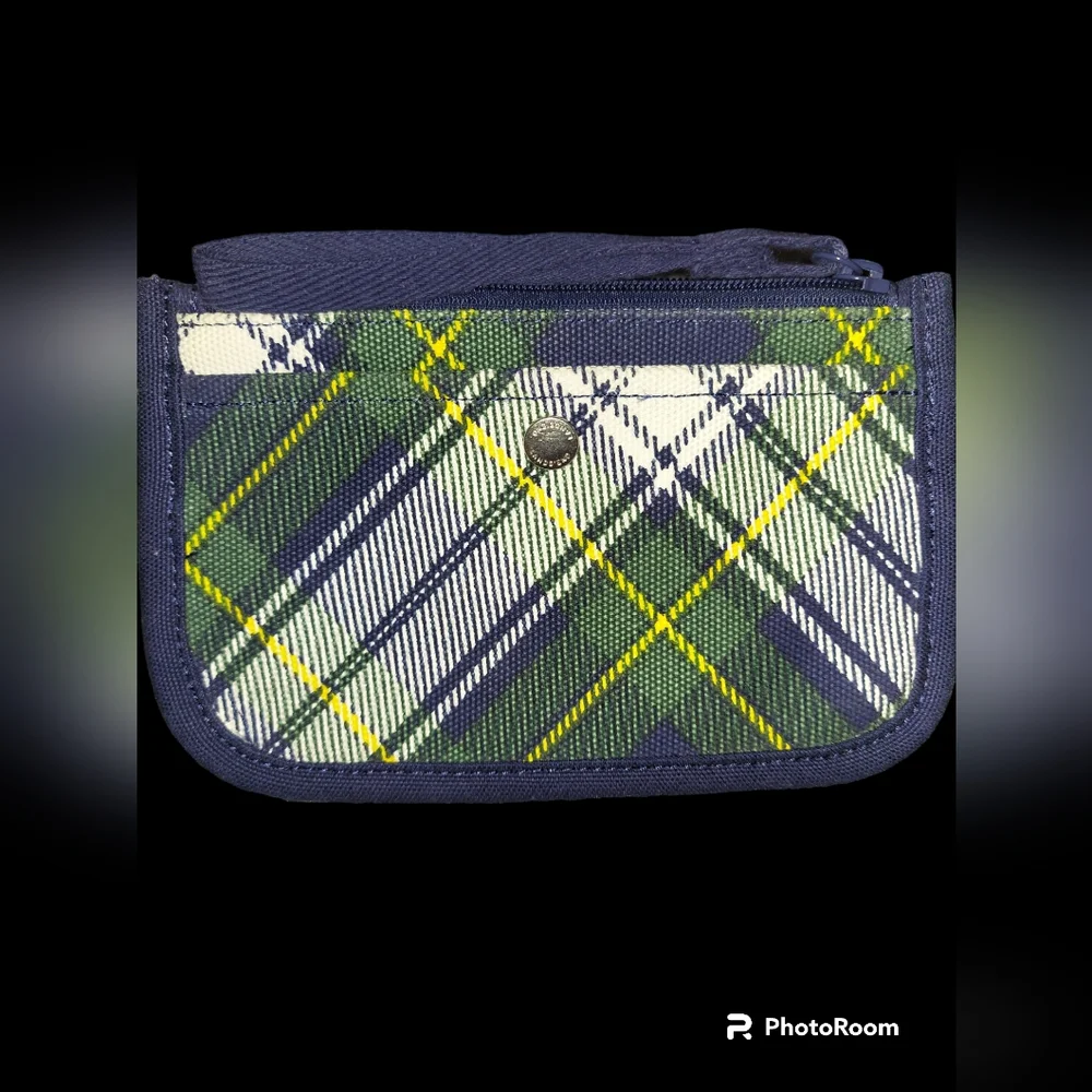 Lands' End Small Plaid Canvas Wristlet